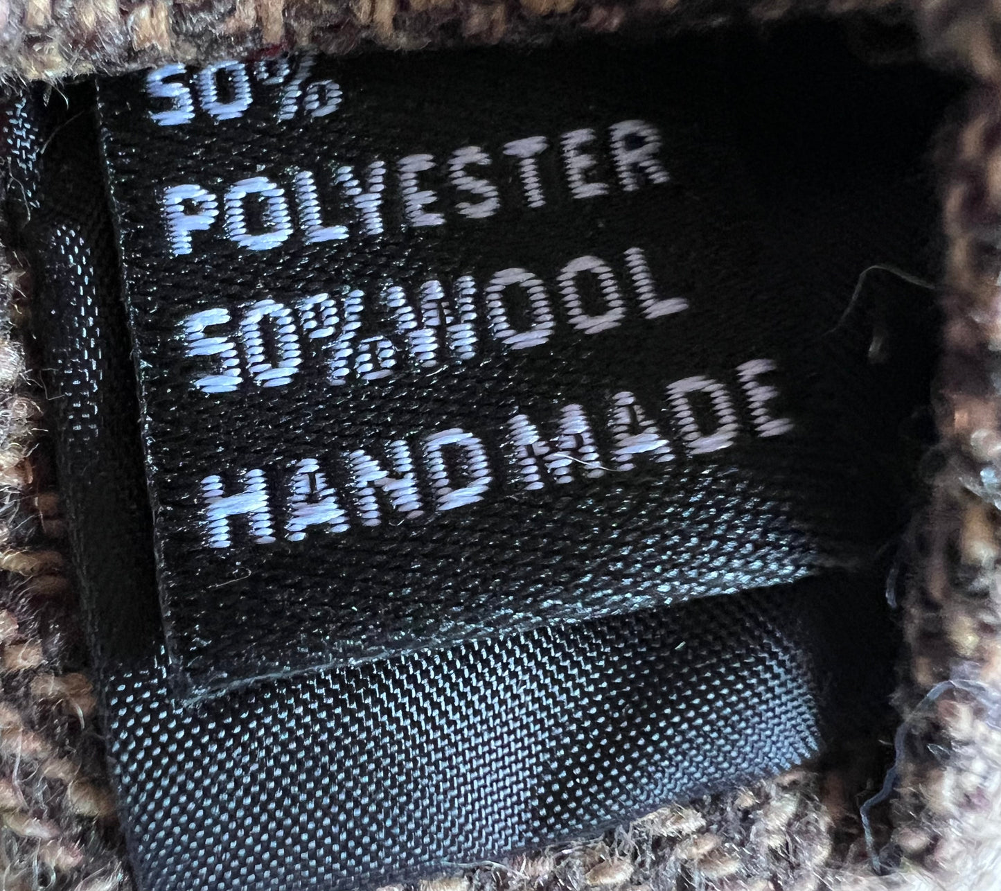 Brown Herringbone 50% Wool/50% Poly Handmade Necktie