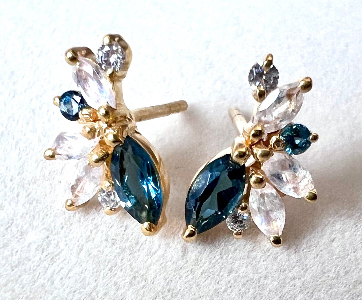 London Blue Topaz & Rainbow Moonstone 18kt Gold Vermeil Earrings