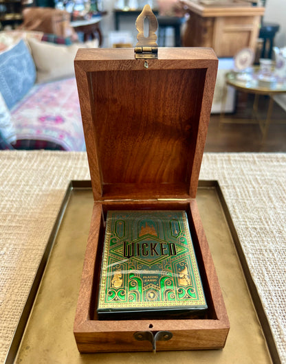 Etched Trout Fish Teak Wood Trinket Box/Playing Card Box