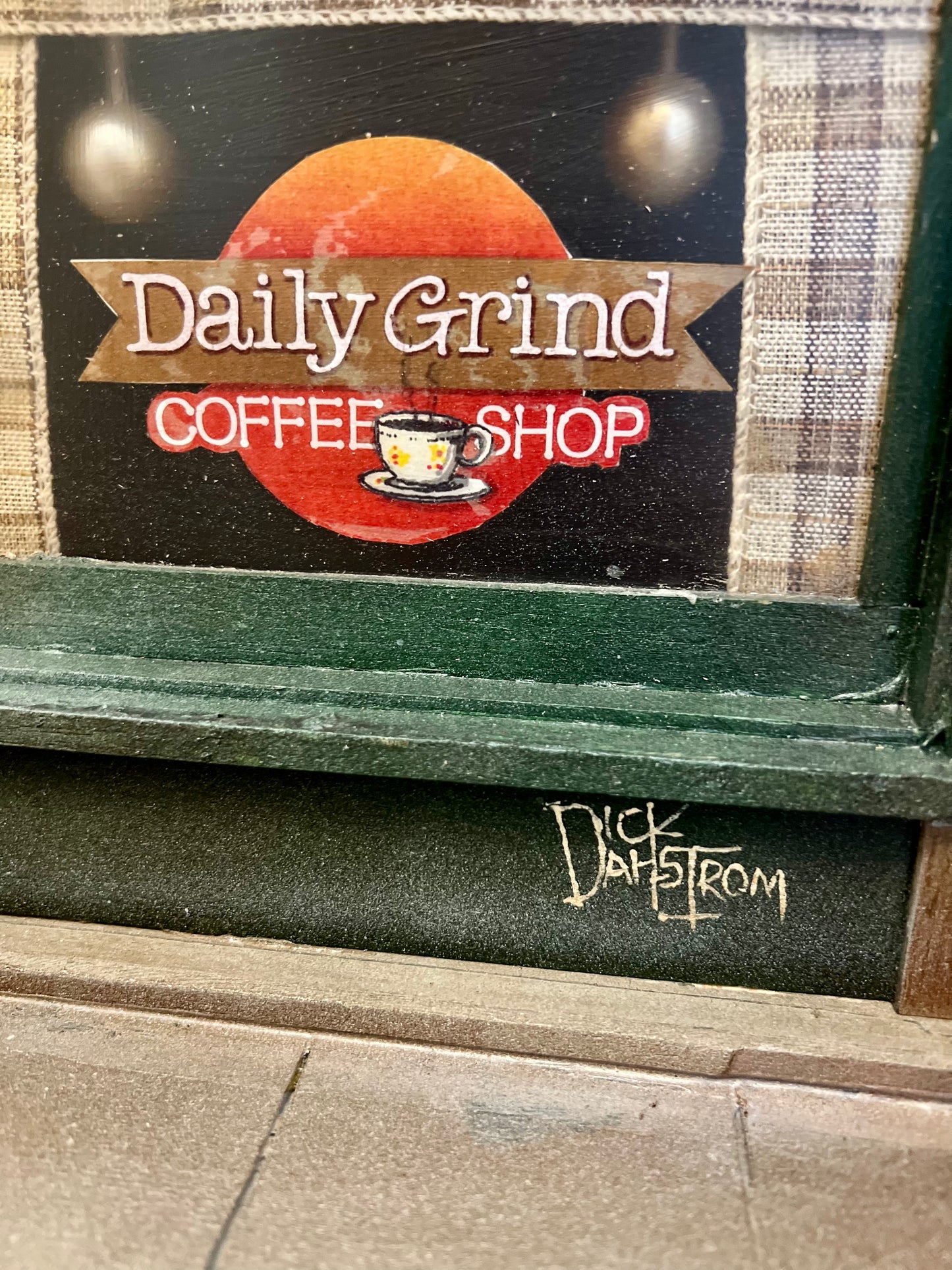Daily Grind Chicago Coffee Shop - Shadow Box by Artist Dick Dahlstrom