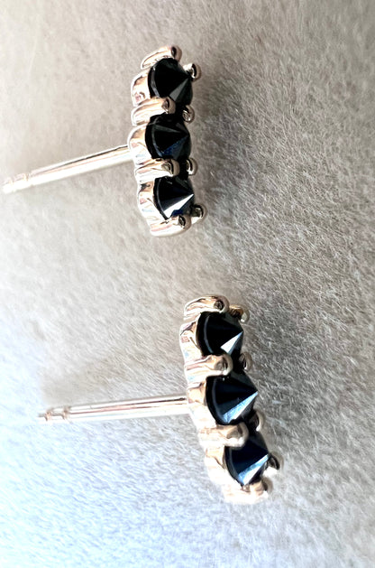 Black Diamond Solid 14kt Gold Stud Earrings