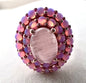 Cats Eye Moonstone & Pink Lab Opals 14kt Rose Gold Vermeil Ring - Size 8