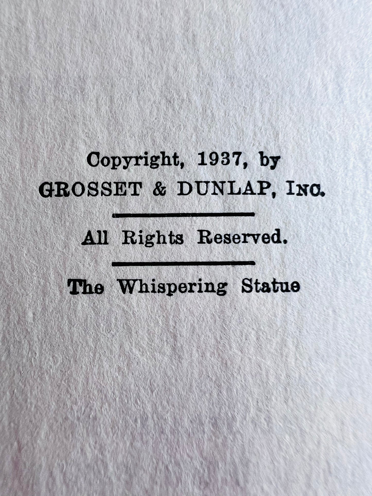 The Whispering Statue - Nancy Drew Hardcover Book 1937 edition