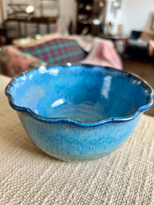 Sky Blue Wavy Bowl - Handmade by Potter Natalie Zelman