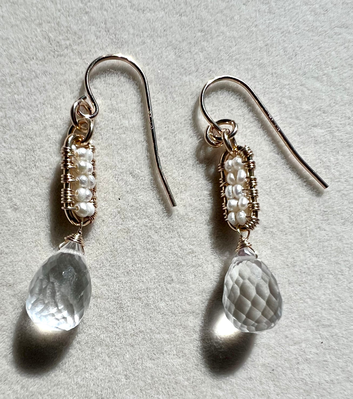 Seed Pearls & Moonstone Drop 14K Gold Fill Earrings
