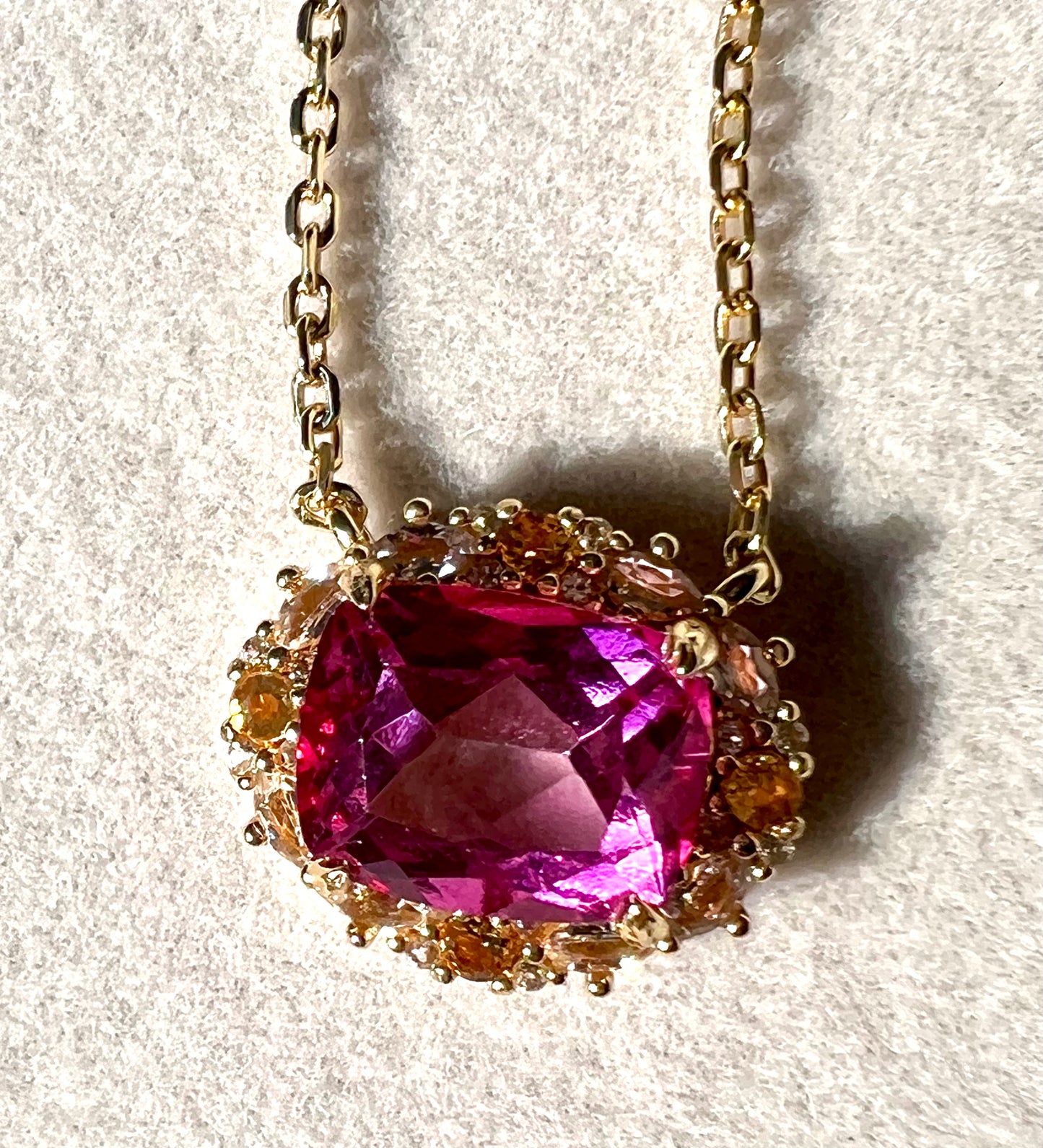 The Pink Topaz, Citrine & White Topaz Necklace in 14kt Gold Vermeil