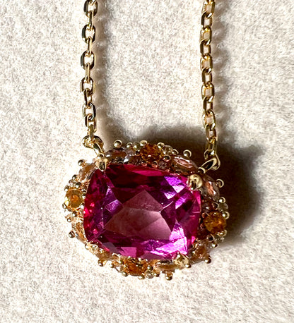 The Pink Topaz, Citrine & White Topaz Necklace in 14kt Gold Vermeil