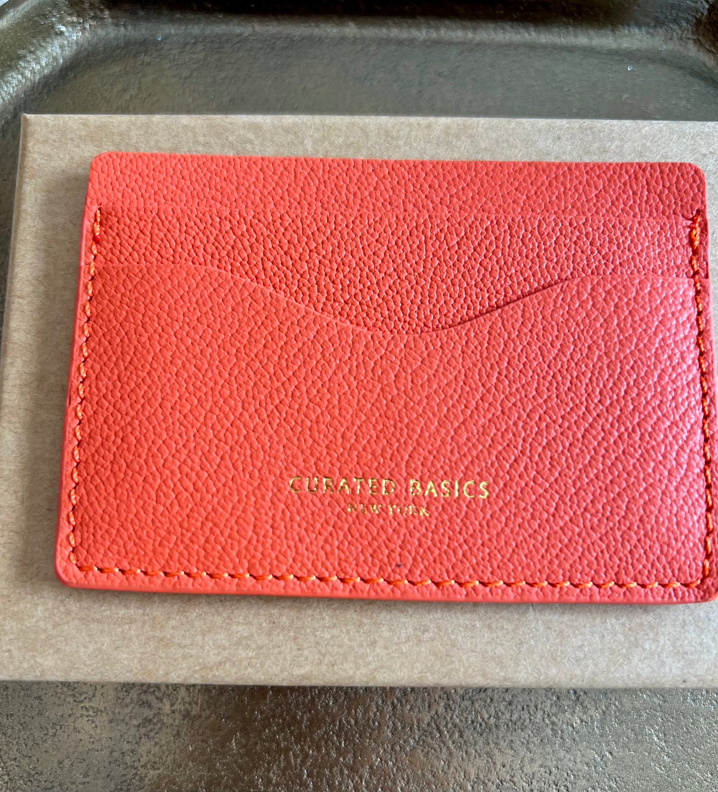 Orange Leather Classic Cardholder