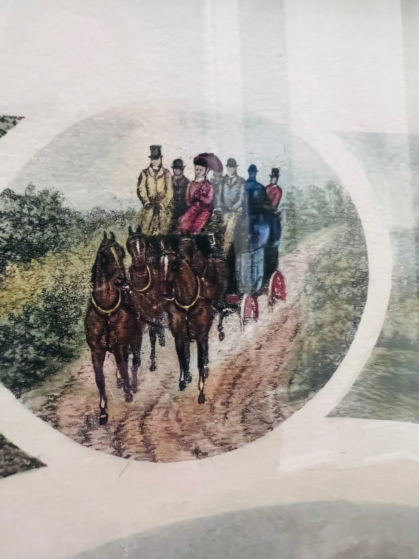 Vintage "Coaching" Wood-Framed Print by British Artist William Henry Tuck