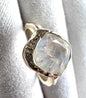 Rainbow Moonstone & White Topaz 14kt Gold Vermeil Ring - Size 5