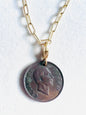 1927–1941 Kingdom of Sarawak One Cent Coin 14kt Gold Vermeil Paperclip Necklace