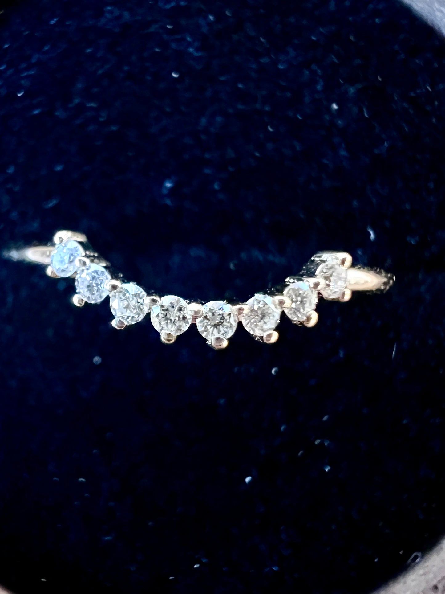 Eight Diamonds Arc in Solid 14kt Gold Ring- Size 6