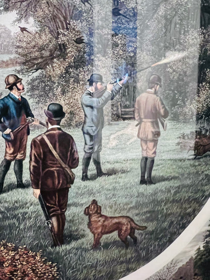 Vintage "Shooting" Wood-Framed Print by British Artist William Henry Tuck