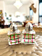 Holiday Stripes Small Hand-painted Salt & Pepper Shaker Set by Carol Moore