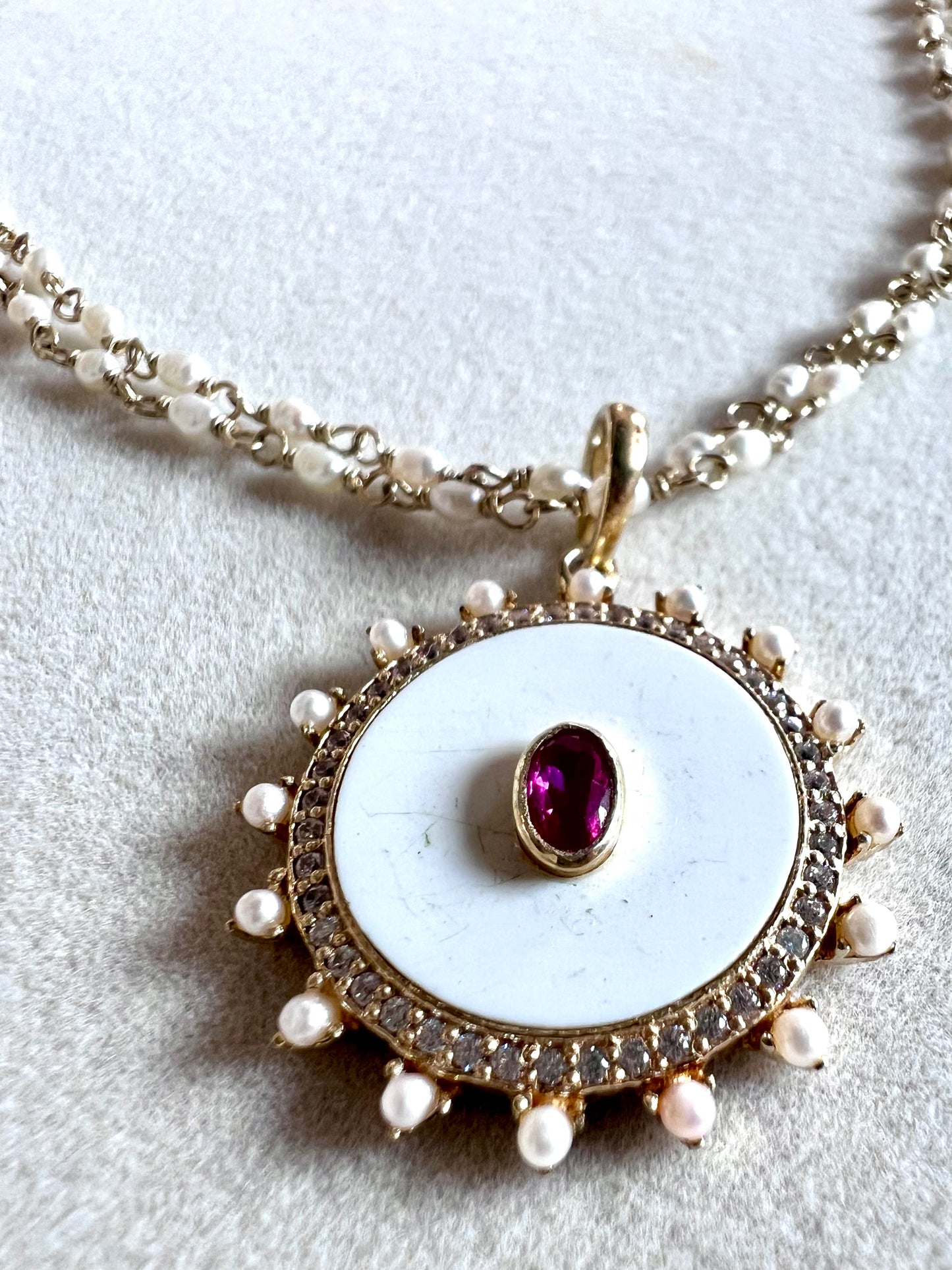 Ruby Quartz & Pearl Necklace