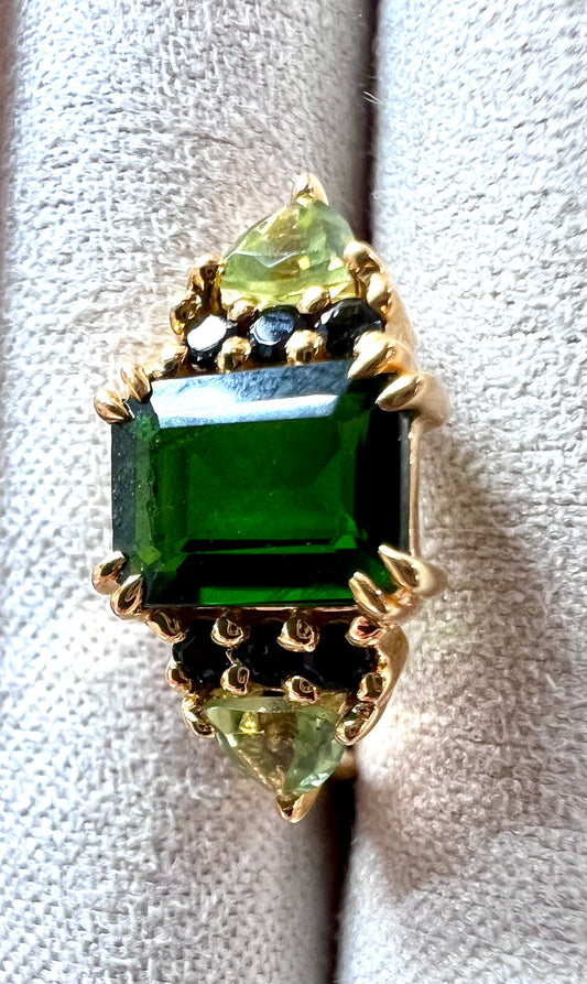 Green Topaz & Peridot Ring - Size 6