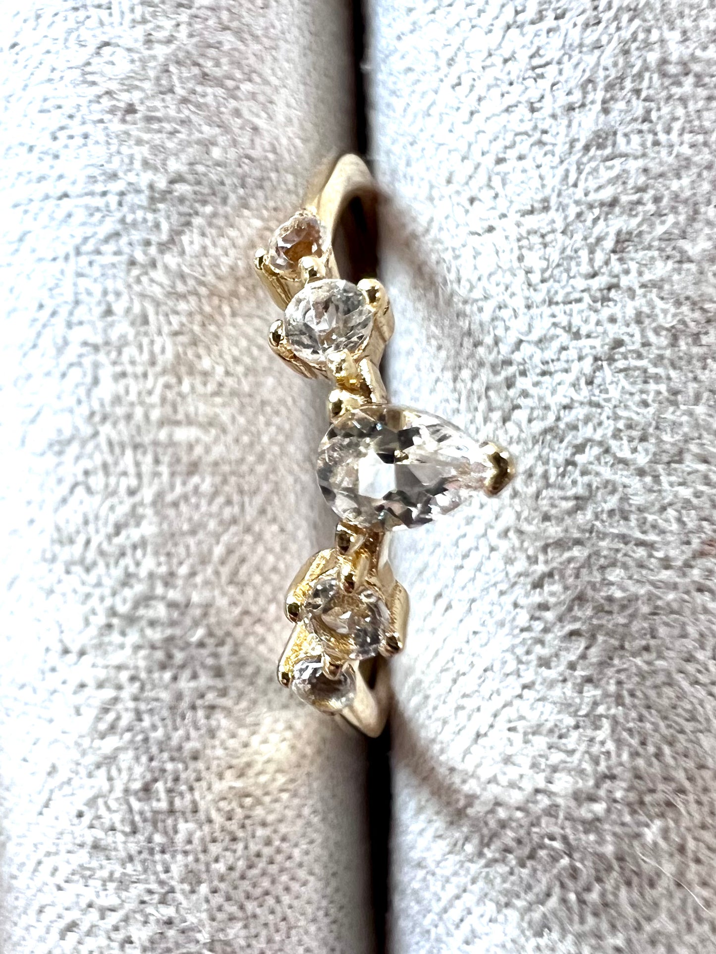 Five White Topaz Ring in 14kt Gold, Size 6