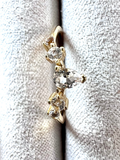 Five White Topaz Ring in 14kt Gold, Size 6