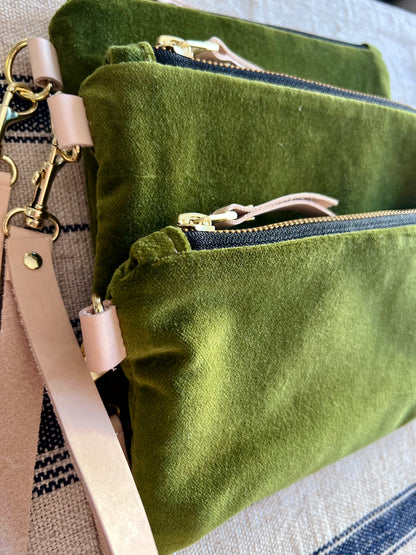 Evergreen Velvet “Ellie” Wristlet Purse - Handmade by Erin Flett