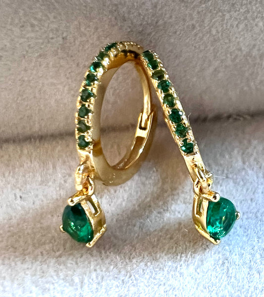 Teardrop Lab Emerald Earrings