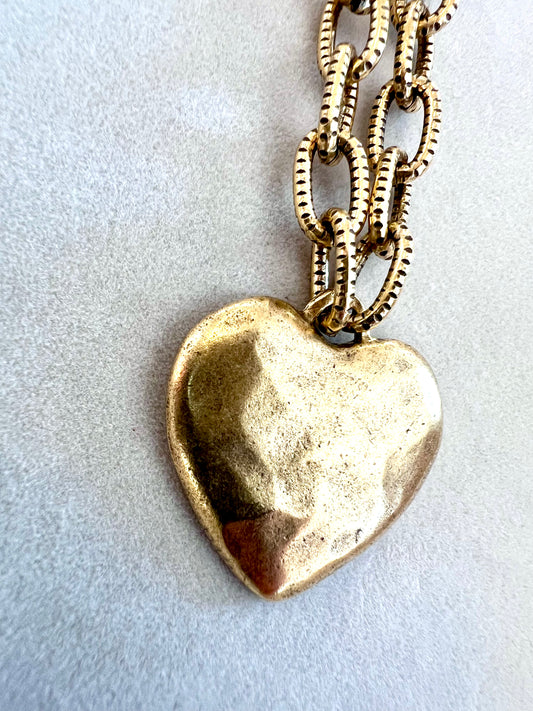 12kt Gold Chunky Heart Chain Necklace