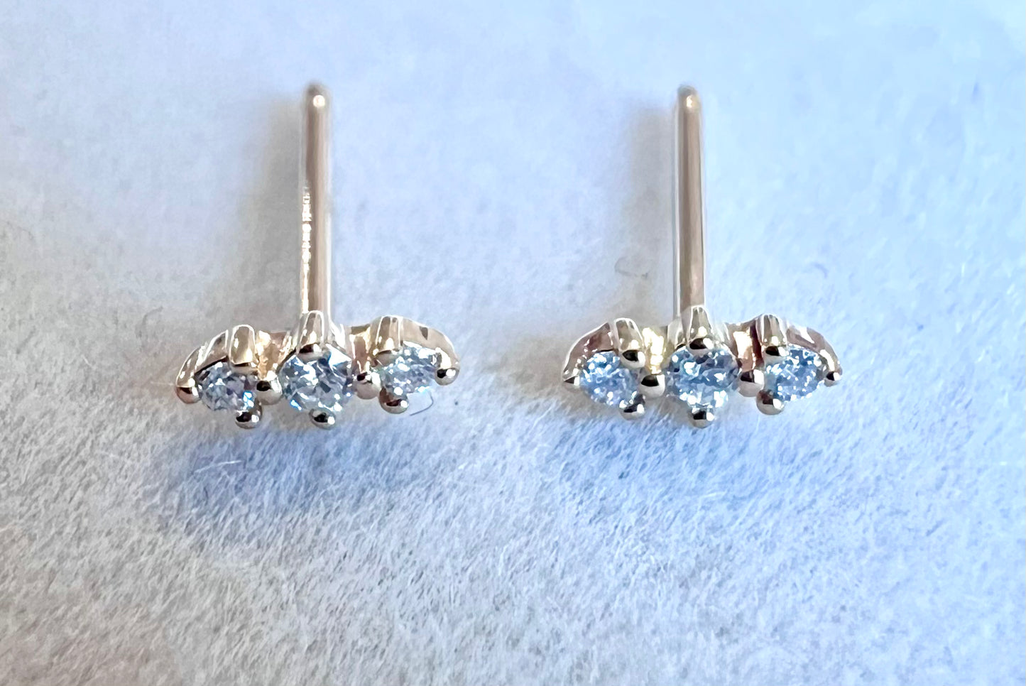 Diamond Trio & 14kt Solid Gold Earrings