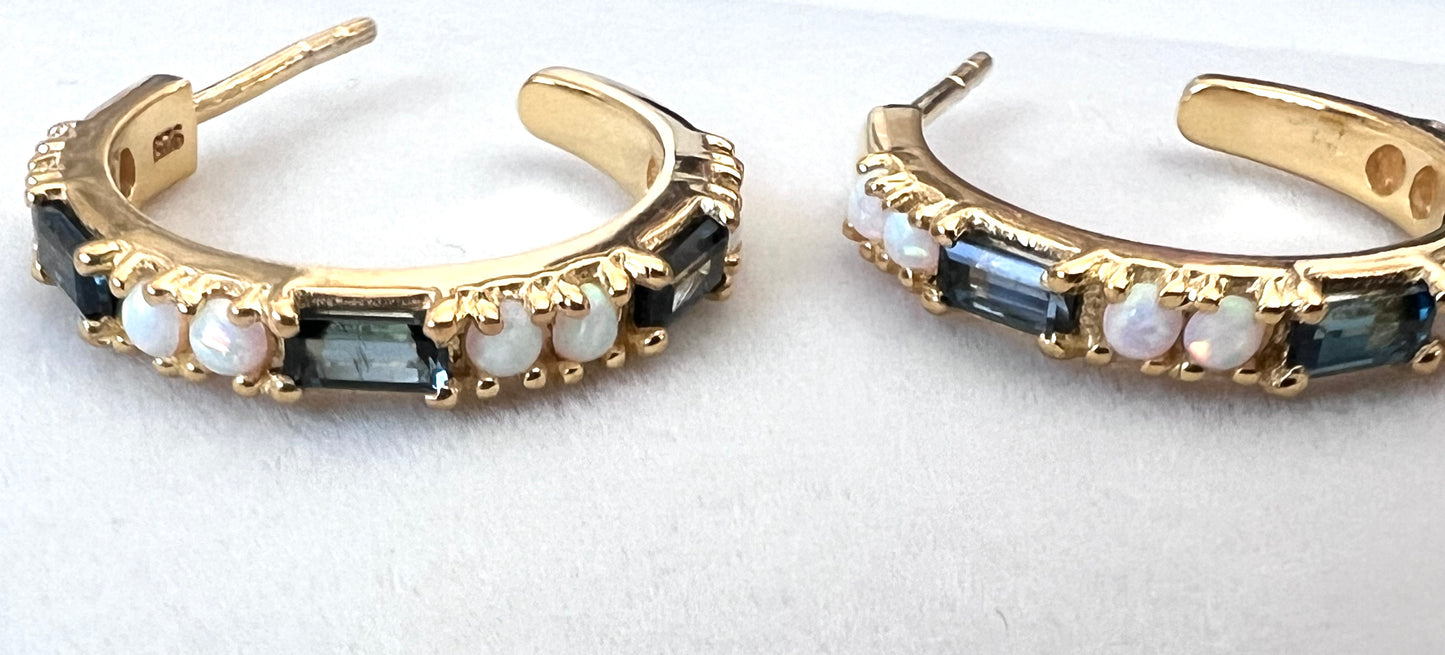 London Blue Topaz & Opal Hoops