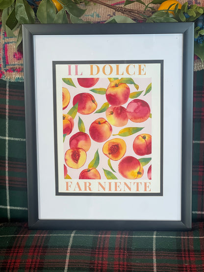 'Il Dolce Far Niente' Framed Peaches Print 2 - London Artist Thea