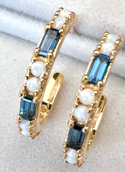 London Blue Topaz & Opal Hoops