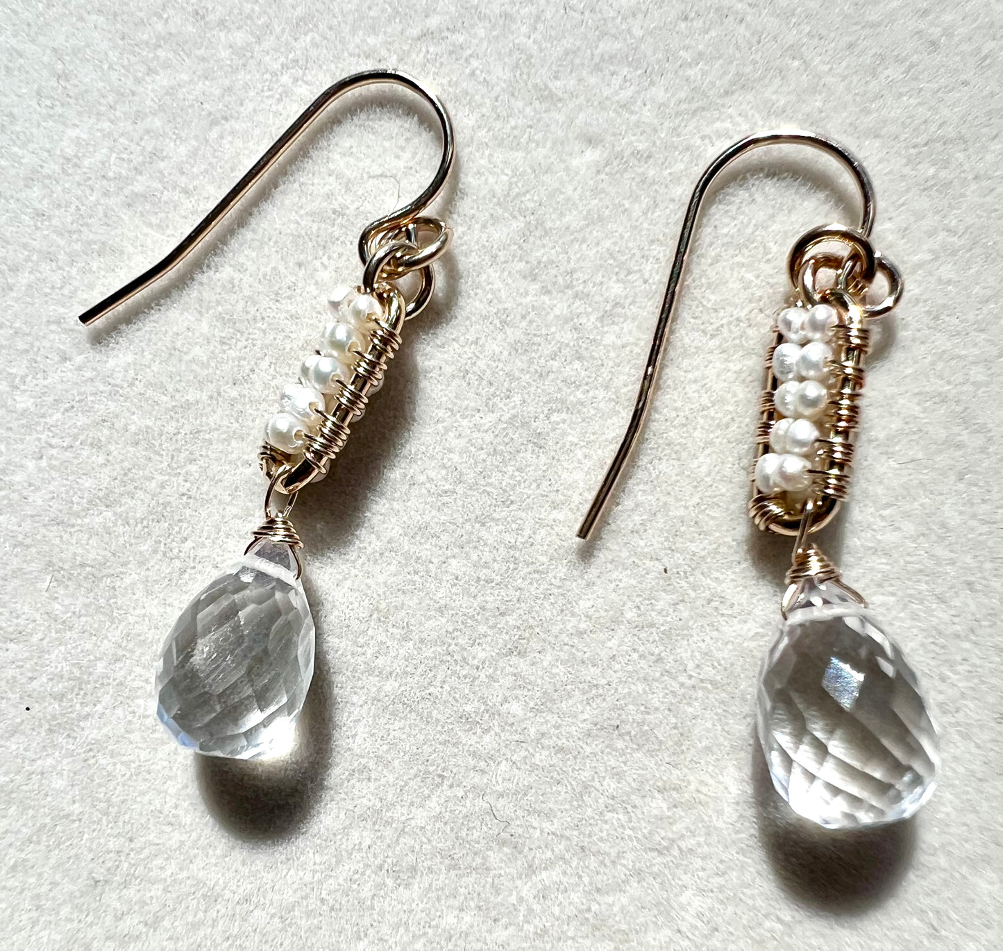 Seed Pearls & Moonstone Drop 14K Gold Fill Earrings