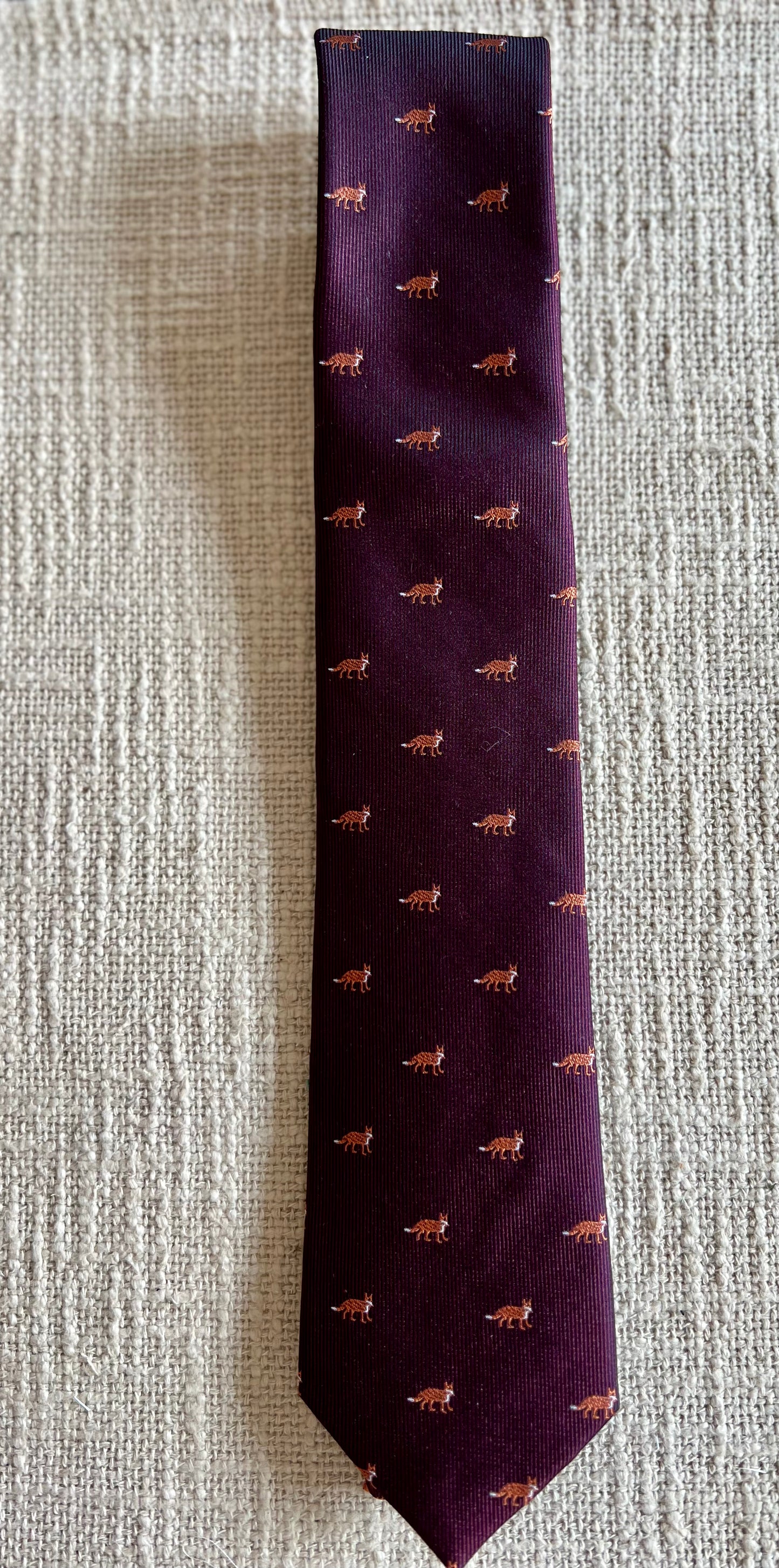 Burgundy Fox 100% Silk Handmade Necktie