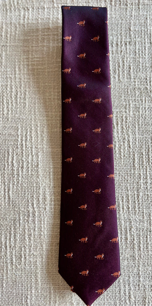 Burgundy Fox 100% Silk Handmade Necktie