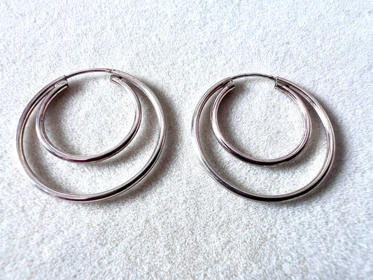 Endless Sterling Silver Double Hoops