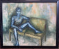 Blue Figure Oil Painting Professionally Framed - Unknown Artist