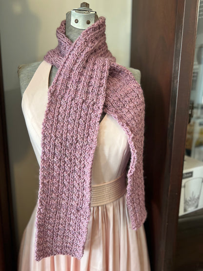 Hand Knit Soft Wool Scarf in Lilac