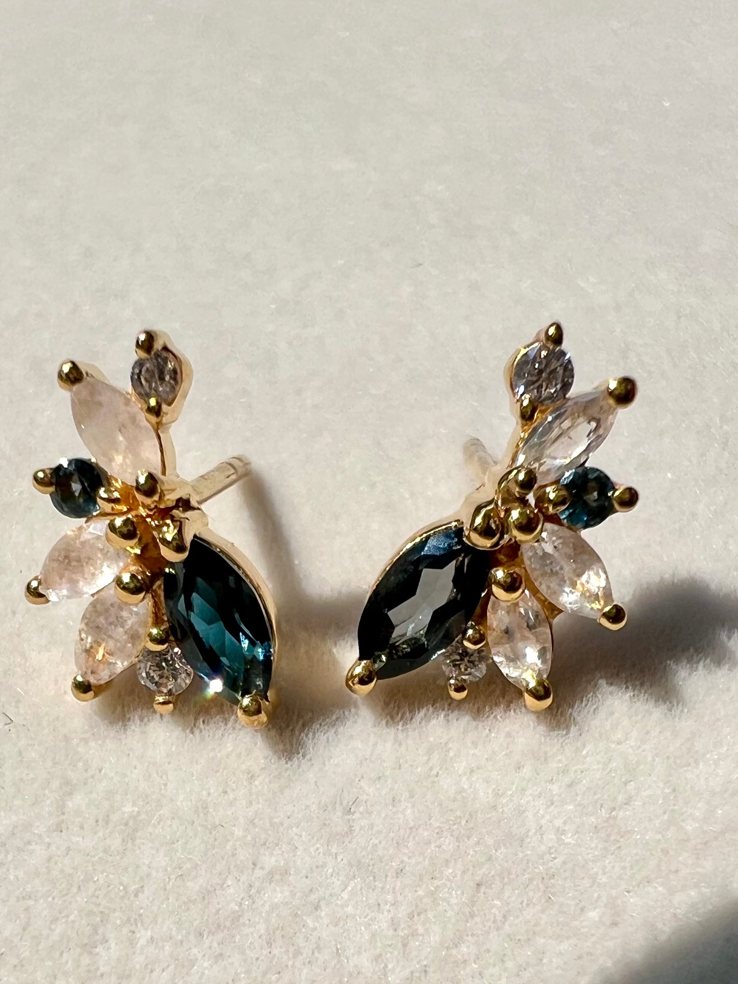 London Blue Topaz & Rainbow Moonstone Earrings