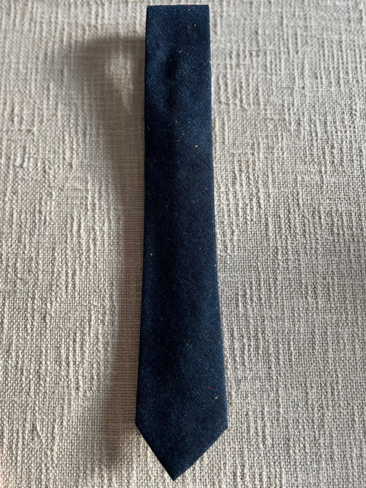 Speckled Navy Blue 100% Wool Handmade Necktie