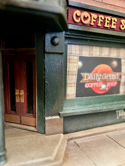 Daily Grind Chicago Coffee Shop - Shadow Box by Artist Dick Dahlstrom