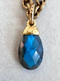 Labradorite Briolette Pendant on 12K Gold Finish Necklace - Two