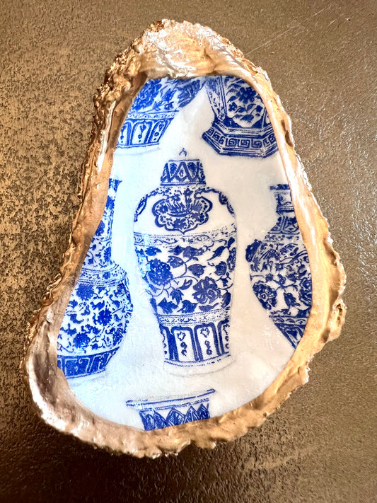 Ginger Jar - Handmade Decoupaged Oyster Shell