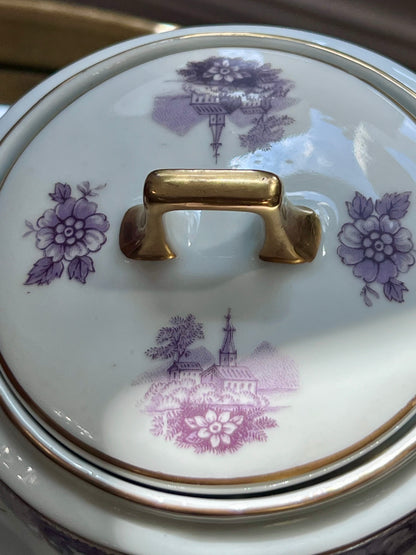 Lavender & Gold Bavarian Tea Set - Vintage 20-Piece