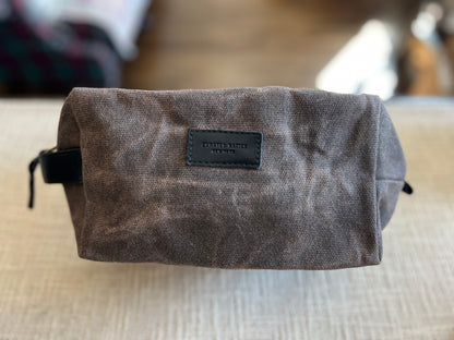 Dark Brown Waxed Canvas Toiletry Bag/Dopp Kit