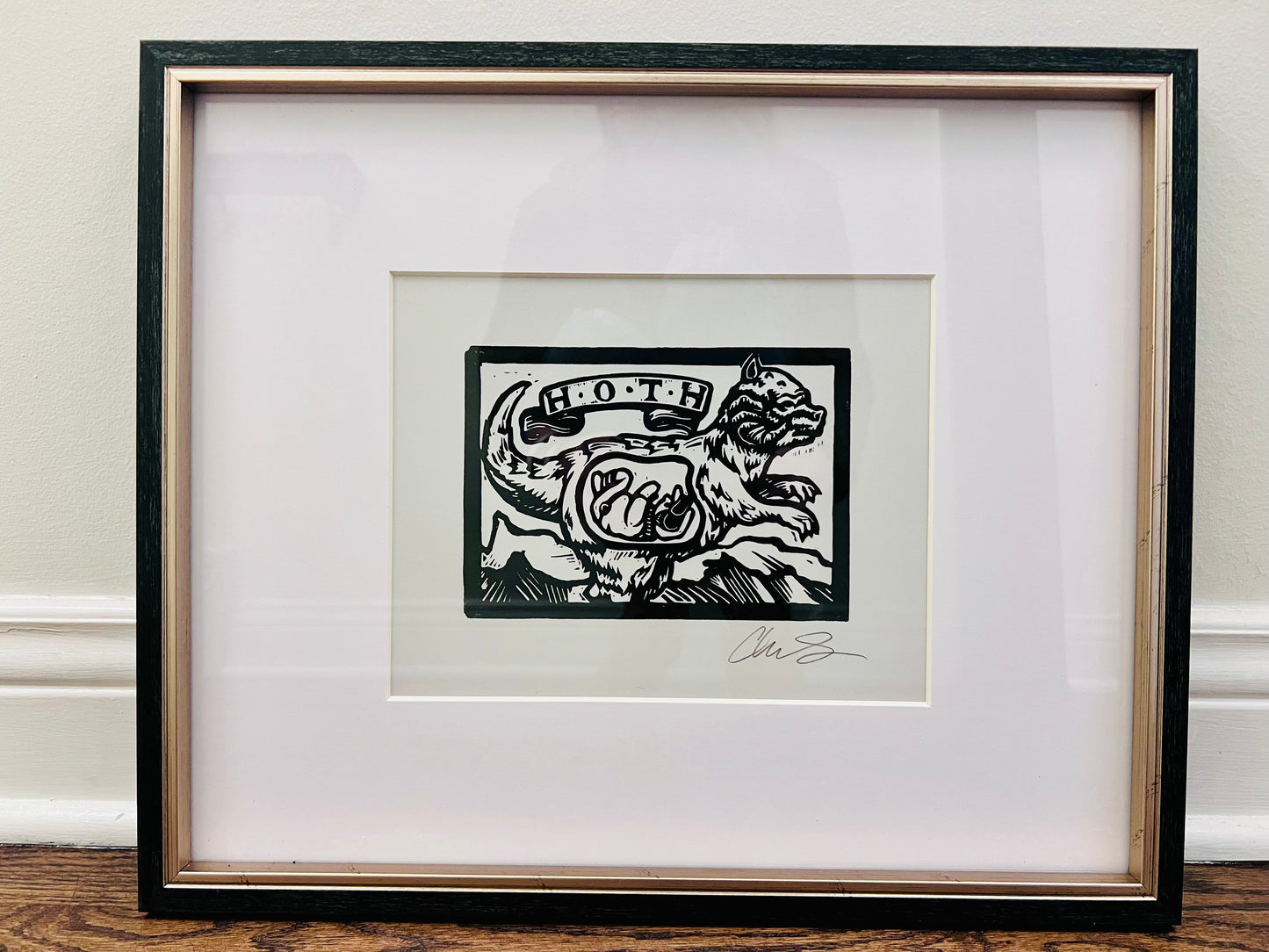 Signed Framed Star Wars Hoth Hand Pulled Linoleum Block Print by Charles State