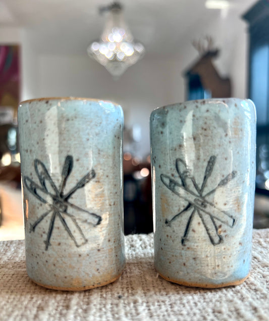 Skis + Poles Handmade Tiny Tumbler