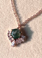 Moss Agate & White Topaz Cluster Necklace