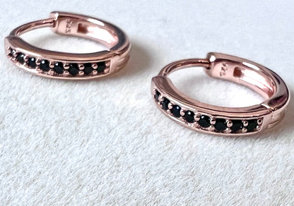 Black Diamonds in 14kt Rose Gold Vermeil Hoops