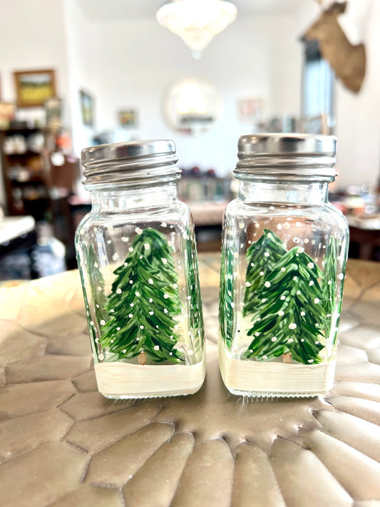 Winter Forest Hand-painted Salt & Pepper Shaker Set by Carol Moore