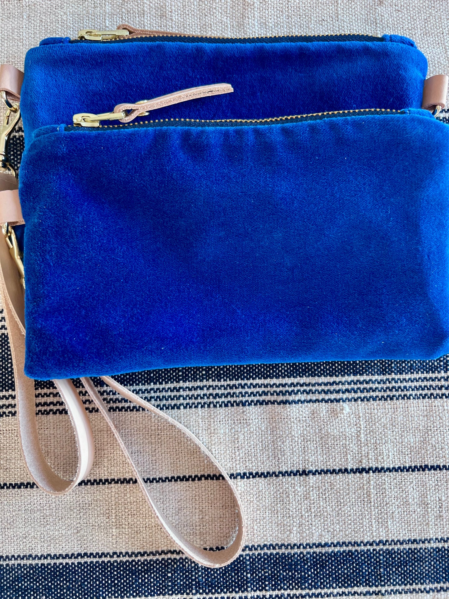 Royal Blue Velvet “Ellie” Wristlet Purse - Handmade by Erin Flett
