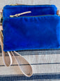 Royal Blue Velvet “Ellie” Wristlet Purse - Handmade by Erin Flett