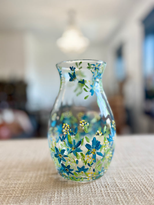 Hand-painted Glass Vase - Wildflower Bloom